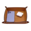 Picture of Collection Arthur - Cinnamon Leather Valet Tray With Eyelets - Size Medium -  18,00cm x  18,00cm x  4,50cm - Weight : 200 Gr - Gordon & Gaia