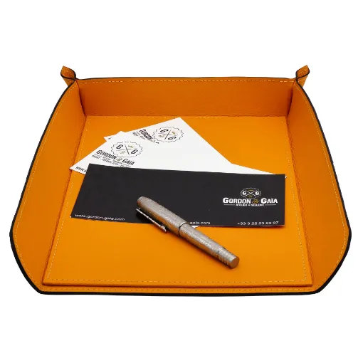 Picture of Collection Armand Orange Leather Letter Tray A4 -   33,0cm x  24,0cm x  5,0cm - Weight : 400 Gr - Gordon & Gaia