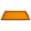 Picture of Collection Louis Rectangular Tray With Hexagonal Chrome Handles - Covered In Orange Grained Leather - Large Size - 60cm x  40cm x  3,5cm - Frame 2.5cm - Weight : 2750 Gr - Gordon & Gaia