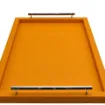 Picture of Collection Louis Rectangular Tray With Hexagonal Chrome Handles - Covered In Orange Grained Leather - Large Size - 60cm x  40cm x  3,5cm - Frame 2.5cm - Weight : 2750 Gr - Gordon & Gaia