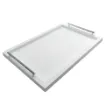 Picture of Collection Louis Rectangular Tray With Hexagonal Chrome Handles - Covered In White Grained Leather - Large Size - 60cm x  40cm x  3,5cm - Frame 2.5cm - Weight : 2750 Gr - Gordon & Gaia