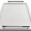 Picture of Collection Louis Rectangular Tray With Hexagonal Chrome Handles - Covered In White Grained Leather - Large Size - 60cm x  40cm x  3,5cm - Frame 2.5cm - Weight : 2750 Gr - Gordon & Gaia