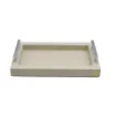 Picture of Collection Louis Rectangular Tray With Hexagonal Chrome Handles - Covered In Gregale Grained Leather - Small Size - 30cm x  20cm x  3,5cm - Frame 2.5cm - Weight : 950 Gr - Gordon & Gaia