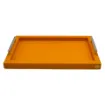 Picture of Collection Louis Rectangular Tray With Hexagonal Chrome Handles - Covered In Orange Grained Leather - Medium Size - 45cm x  30cm x  3,5cm - Frame 2.5cm - Weight : 1800 Gr - Gordon & Gaia