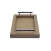 Picture of Collection Louis Rectangular Tray With Hexagonal Chrome Handles - Covered In Greige Grained Leather - Small Size - 30cm x  20cm x  3,5cm - Frame 2.5cm - Weight : 950 Gr - Gordon & Gaia