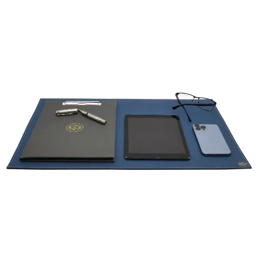 Picture of Collection Armand - Ocean Blue Leather Desk Pad - Size M -   60,0cm x  40,0cm - Weight : 710 Gr - Gordon & Gaia