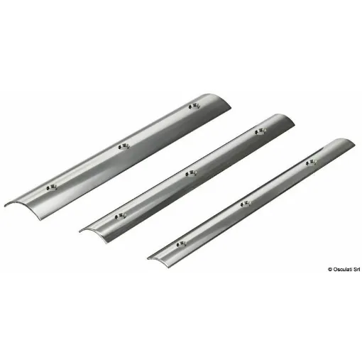 Picture of Made in Italy Bottazzo Profiles with C section in stainless steel Aisi 316. Standard length 3mt, tapered and with a mirror finish. Each bar is pickled and passivated, ensuring maximum resistance in a saline environment. Can be combined with dedicated UV resistant PVC bases available in white, black, and grey, and with special mirror polished stainless steel terminals.