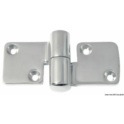 Picture of Stainless steel AISI 316 mirror polished and cast hinge for removable doors and hoods, with careful finishing.