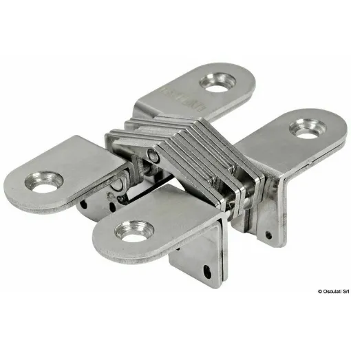 Picture of Concealed hinges for doors with 180Â° opening. Satin finish.