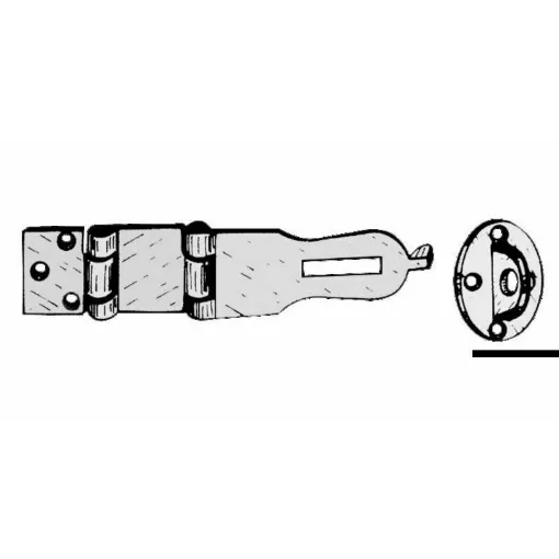 Picture of Chrome-plated brass with lockable door. Suitable for trunks, doors, and various uses. Equipped with a screw cover strap.