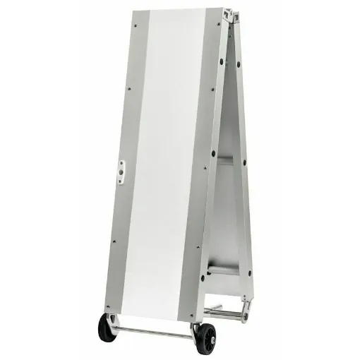 Picture of In anodized aluminum, with a folding white non-slip coated shelf. Folding version, the two parts can in fact be separated through two stainless steel snap pins.