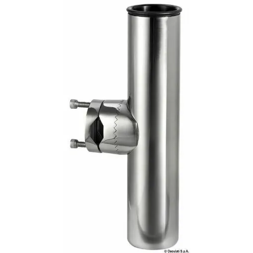 Picture of 360-degree adjustable both horizontally and vertically. Internal PVC sleeve to protect the barrel. Mirror-polished AISI 316 stainless steel. Blind bottom with water drain and rounded edges.