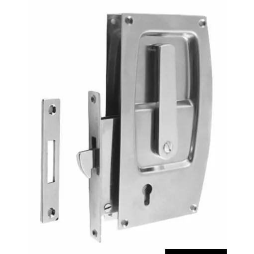 Picture of Chrome-plated brass for sliding doors with recessed handle, suitable for doors with a minimum thickness of 20 mm.