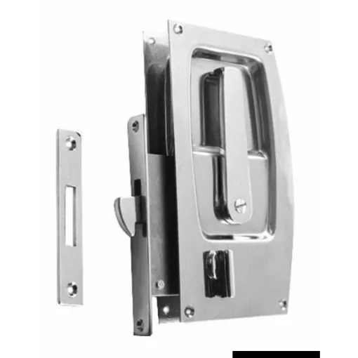 Picture of Chrome-plated brass for sliding doors with flush handle. Suitable for doors with a minimum thickness of 20 mm.