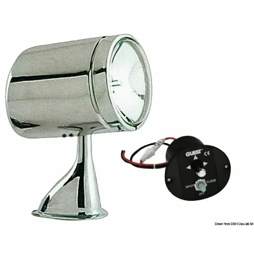 Picture of With "Sealed Beam" bulb, double light: short and wide or deep with narrow beam. Horizontal rotation of 450Â° and vertical rotation of 70Â°. Complete with control panel. Base made of stainless steel 316 and head made of stainless steel 304. - Replacement bulb 5 12V - 13.346.13. - Oem