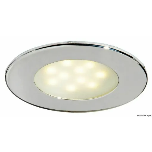 Picture of Stainless steel body. Satin glass lens. Dual fastening system: with hidden screws or with internal stainless steel springs. - Adria LED satin ceiling light - 13.447.04 - Oem