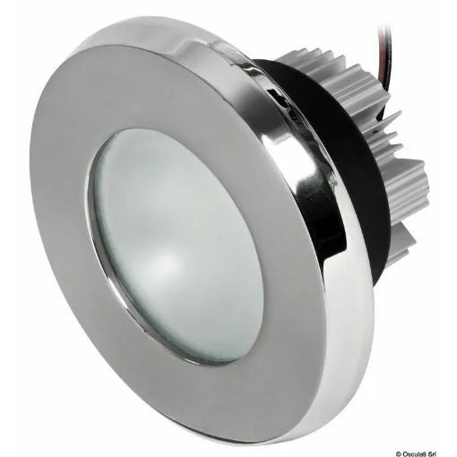 Picture of Body in PBT with aluminum heat sink. Crown in micro-cast stainless steel. Emits a powerful diffuse and natural light.