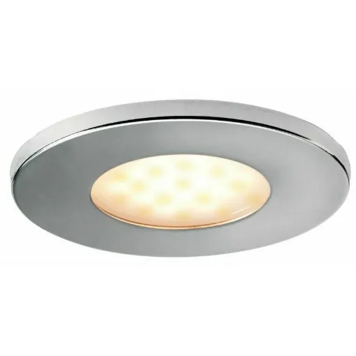 Picture of Body made of technopolymer. Finishing ring made of polished AISI 316 stainless steel. Opaline polycarbonate lens. Screwless fastening, with stainless steel springs. - LED ceiling light with built-in dimming - round - 13.444.01 - Oem