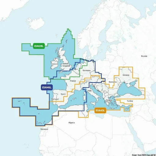 Picture of Garmin cartography with integrated content for coastal and inland waters, Garmin Navionics+ and Garmin Navionics Vision+"! premium mapping solutions offer vivid colors in NavionicsÂ® style, access to daily map updates, advanced Auto Guidance+"! technology, and much more. - Garmin Navionics Europe Regular - 29.061.02 - Garmin