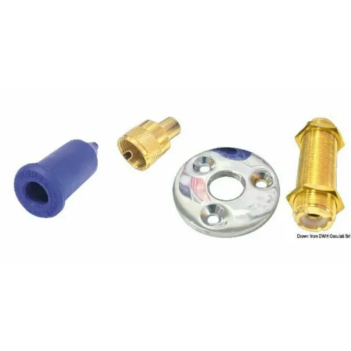 Picture of For stainless steel coaxial cable with an outer protective PVC cap, golden PL-259 connector, two gold-plated data and chrome flange.