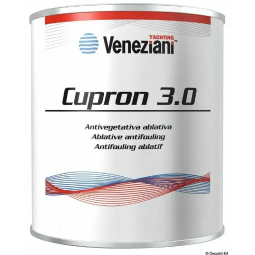 Picture of Ablative antifouling for seasonal protection. It keeps the surface always new with a lower consumption of the protective film compared to a self-polishing antifouling. - Antifouling Cupron 3.0 blue 0.75 l - 65.006.03 - Veneziani