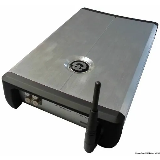 Picture of High-power device, works independently from the dashboard stereo. Receives signal from any Bluetooth device (tablet, smartphone, etc...) and connects to any stereo speaker. Built to work in harsh environmental conditions, it produces extremely high sound quality.