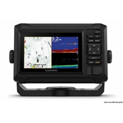 Picture of Available with bright 5" or 7" color displays and a redesigned design, they feature the new graphical interface with a modern homepage with many innovative functions. Integrated Wi-FiÂ® to share images and sonar data (traditional and ClearVÃ¼) and user data (waypoints and routes) with another compatible Garmin unit. High-contrast echo image colors to better distinguish targets and structures. Echo