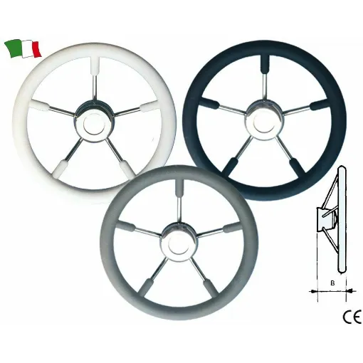 Picture of Poliur Steering Wheel. D.35 White 5 Spokes