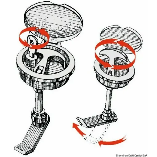 Picture of In chromed recessed brass, with a closing lid. Adjustment stop from 5 to 50 mm.