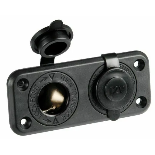 Picture of Double waterproof socket for plugs 14.517.02, complete with panel.