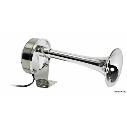 Picture of Mirror polished stainless steel body and chrome-plated ABS horn. Single or dual-tone sound.