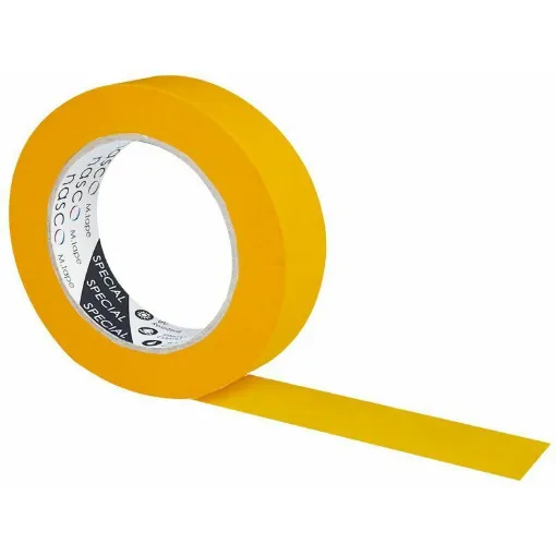 Picture of Japanese rice paper tape. Delicate acrylic adhesive resistant to UV rays, suitable for outdoor use, resistance up to 150Â°C. It can withstand exposure to the sun for up to 60 days. Guarantees perfect and refined lines, adheres to any surface.