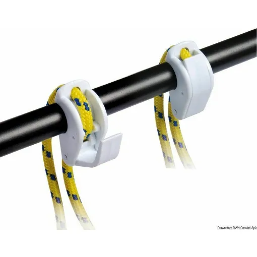 Picture of It is a white nylon device for securing and adjusting the height of fenders, without knots. An 8mm diameter rope must be used on the fenders.