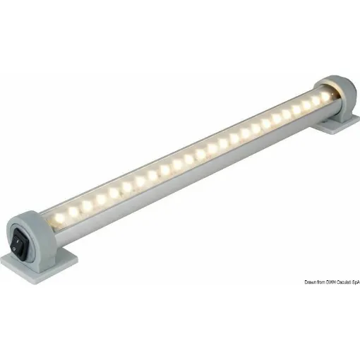 Picture of 360Â° rotating light bars. Anodized aluminum casing with embedded SMD LEDs protected by frosted plexiglass. The system is equipped with various types of supports that make it very versatile. They can be manufactured in any length.