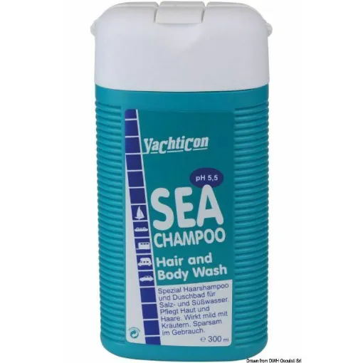 Picture of Biodegradable liquid cleanser for hair and body, usable with both saltwater and freshwater. Contains emollients that counteract the drying effects of sun and salt, and has a gentle pH of 5.5.