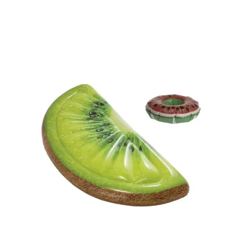 Picture of Inflatable kiwi slice beach mattress 178x85 cm - Floating glass holder watermelon model