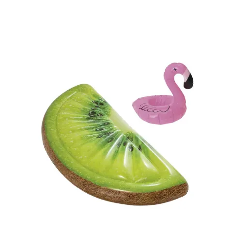 Picture of Inflatable kiwi slice beach mattress 178x85 cm - Floating glass holder flamingo model