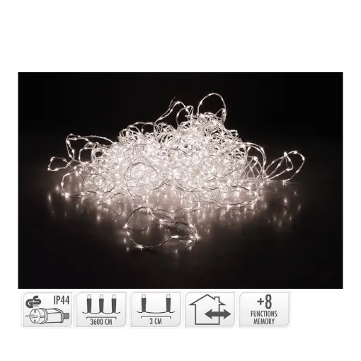 Picture of Soft wire garland 1200 warm white LEDs 8 functions. 39m