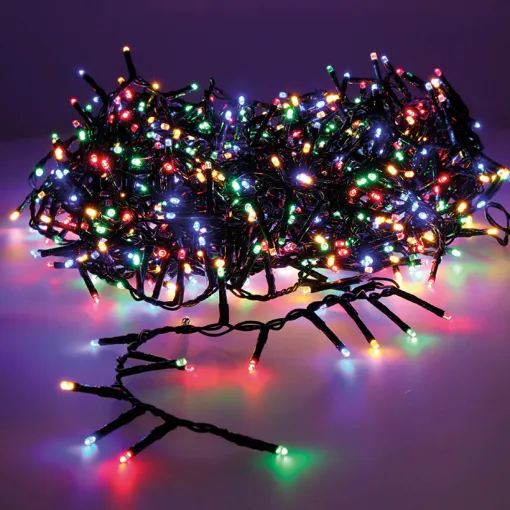 Picture of Compact flashing LED garland outdoor multicolour 750 LEDs green cable 21m