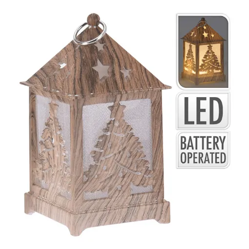 Picture of Wooden carved LED lantern 6 5x6 5x12cm assorted colours/models