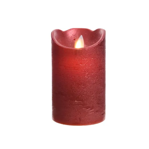 Picture of LED indoor candle ø7 5x12 5cm red colour metallic finish warm white light