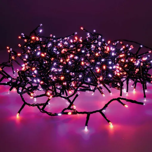 Picture of Compact flashing LED garland outdoor purple and orange 16m 500 LEDs black cable