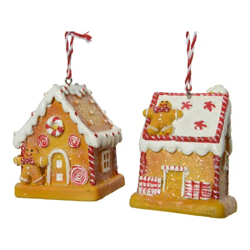 Picture of Polyresin gingerbread house assorted designs 6 5x5x7cm