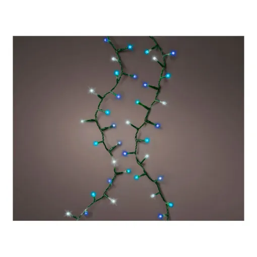 Picture of Compact LED garland flashing in white, blue, and turquoise colours, 750 LEDs, green cable, 21m