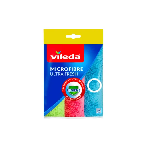 Picture of Lot VILEDA of 3 UltraFresh microfibre cloths with antibacterial treatment