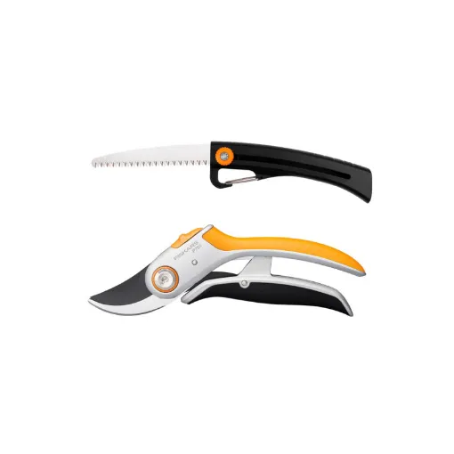 Picture of FISKARS Pruning Shears with Straight Blade - Power Lever - P751 - 24mm - Garden Saw SW16 - Solid - 12cm