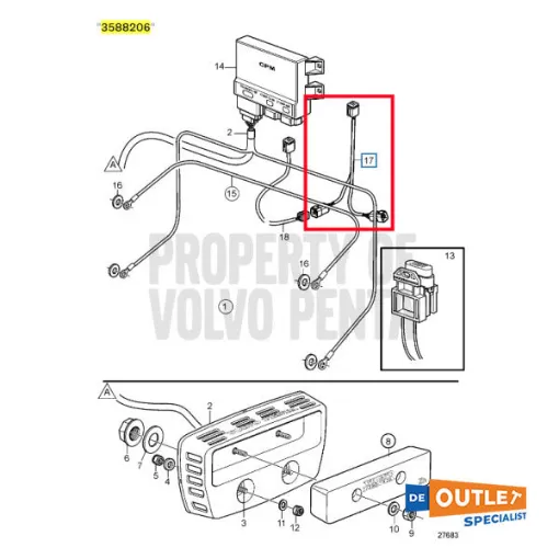 Picture of Volvo Penta active corrosion split Y-cable - 3588206