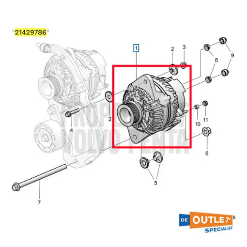 Picture of Volvo Penta 28V alternator | 110 ampere generator - 21429786