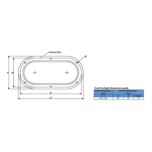 Picture of Rutgerson oval portlight stainless steel 403 x 204 mm - A1155-200RF-W