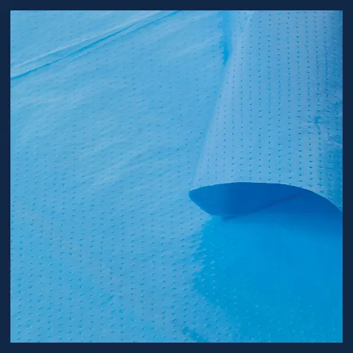 Picture of Blue Perforated Separator Film (P3). Used Between the Release Fabric and the Netting. Limits Resin Rise. 15Μ. 230°C